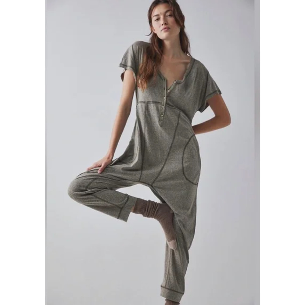 Free People Pillow Talk Henley Romper Small NEW